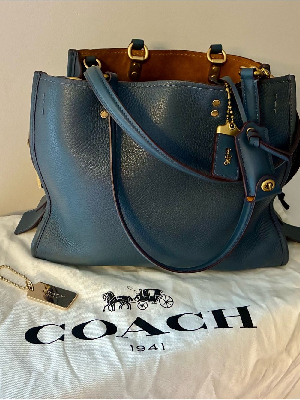 COACH Rogue Pebbled Leather Shoulder/handbag with Gold Accents